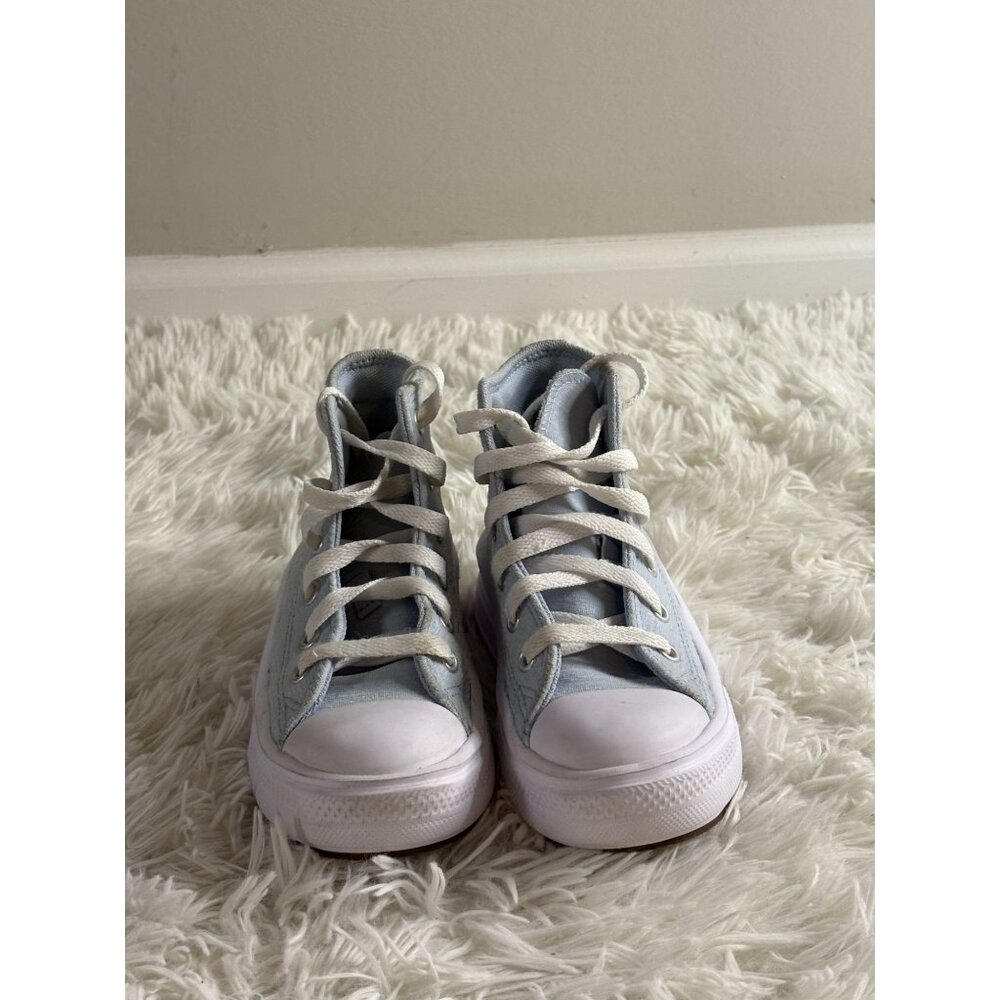 Converse Youth High-Top Platform Sneakers Size 12 White & Light Blue Canvas Rubb